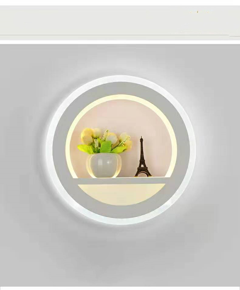 Grey and white LED wall lamp with Eiffel tower and green plant