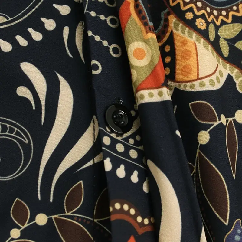 European And American National Style Printed Shirt