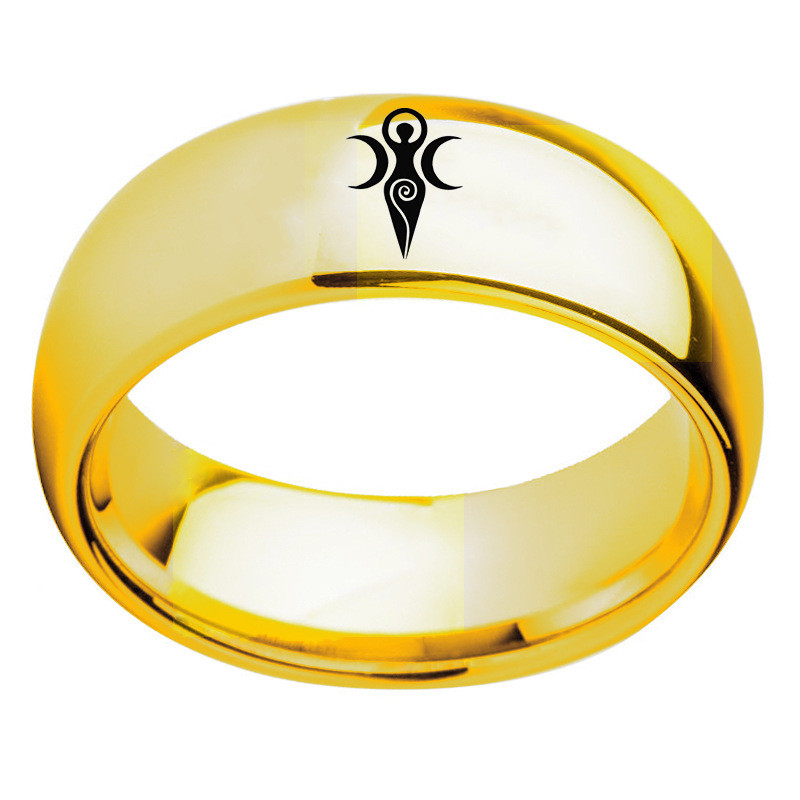 Moon Goddess Sign Ring Religious Titanium Steel Ring