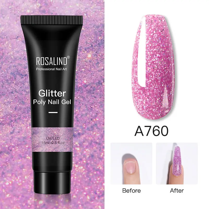 Glitter Poly Nail Gel Extension 15ml Polish