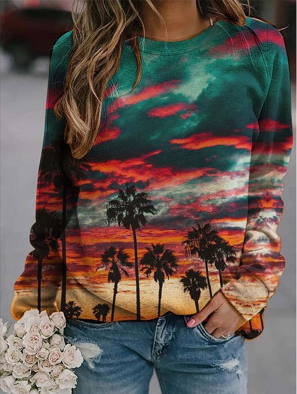 Round Collar Coconuts Long Sleeves Europe And America