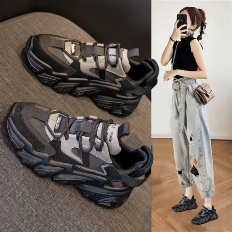 Shoes Women New Thick Soled S Versatile Sports Black