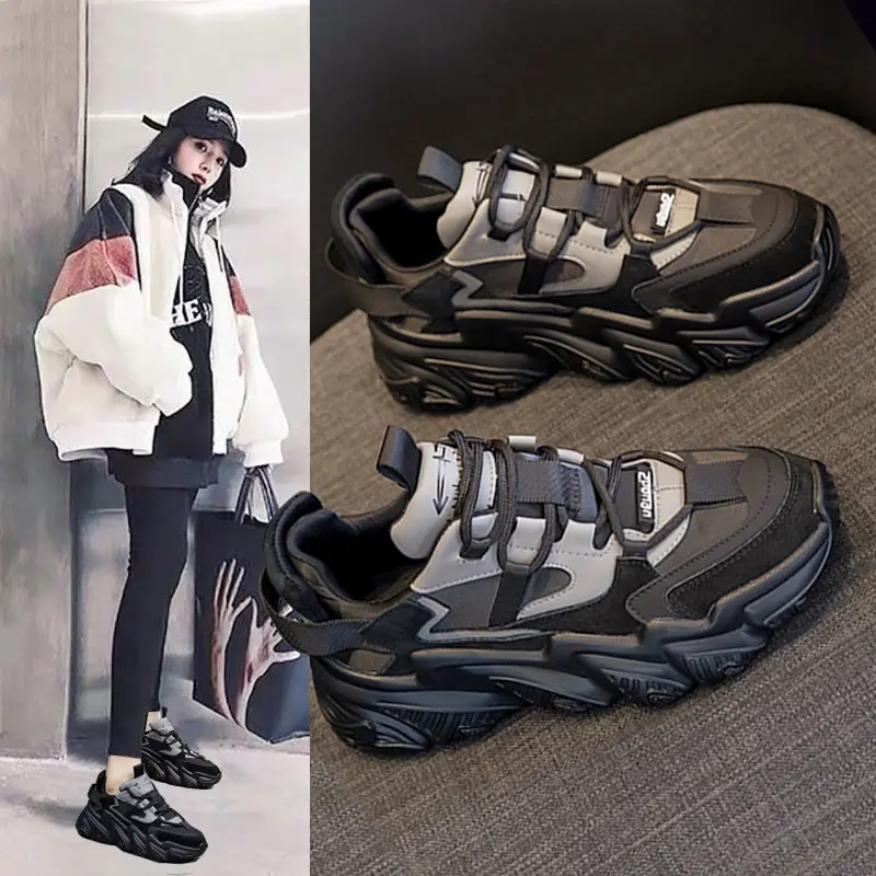 Shoes Women New Thick Soled Women S Shoes Versatile Sports Shoes Black Fashion Net Red Daddy Shoes Spring