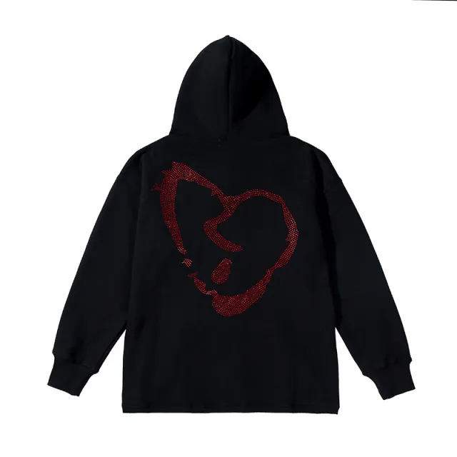 Hot Diamond Letter Hip Hop Loose Hooded Sweater B S - Shop at LoveMi