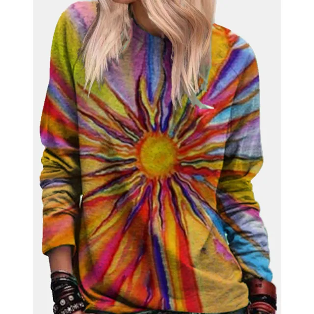 Loose Round Collar Tie dyed With Gradient, Colorful 3D Digital Print Hoodie Colorful - Shop at LoveMi