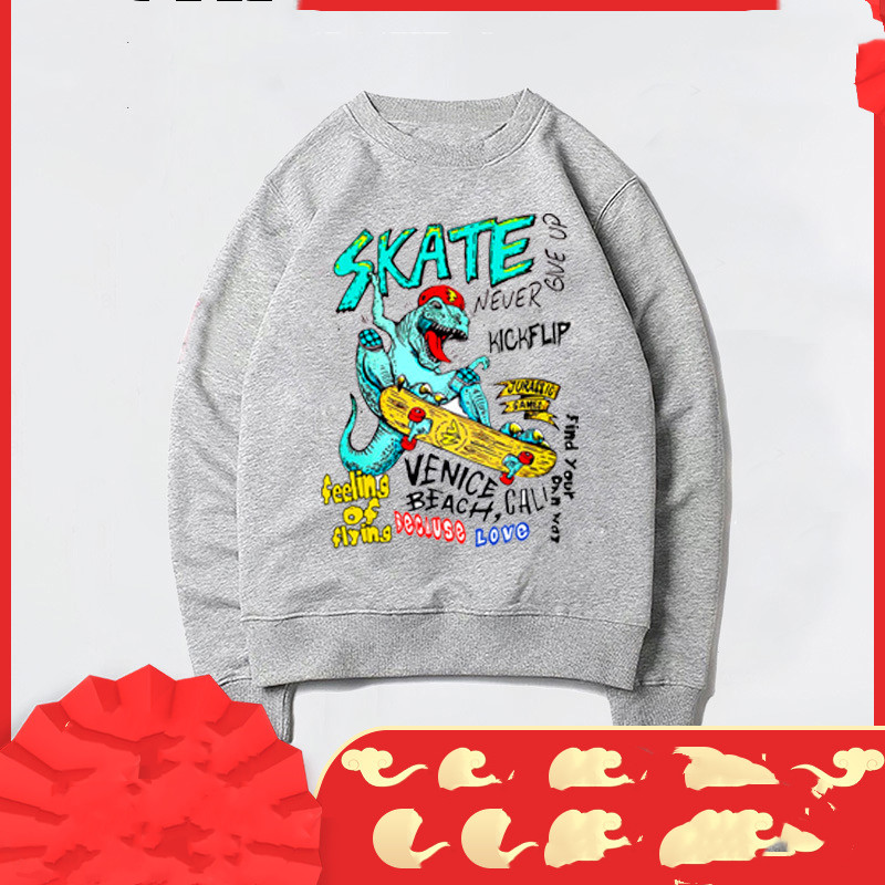 Hip-hop Jurassic Print Skateboard Turtleneck