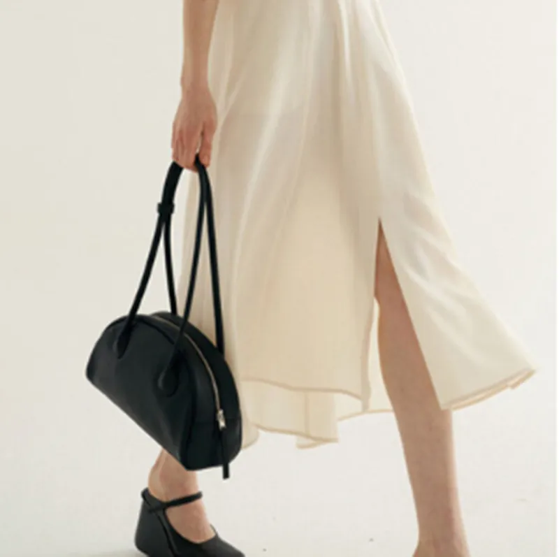All-match Semi-circular Fashion Large-capacity Shoulder Handbag - Black