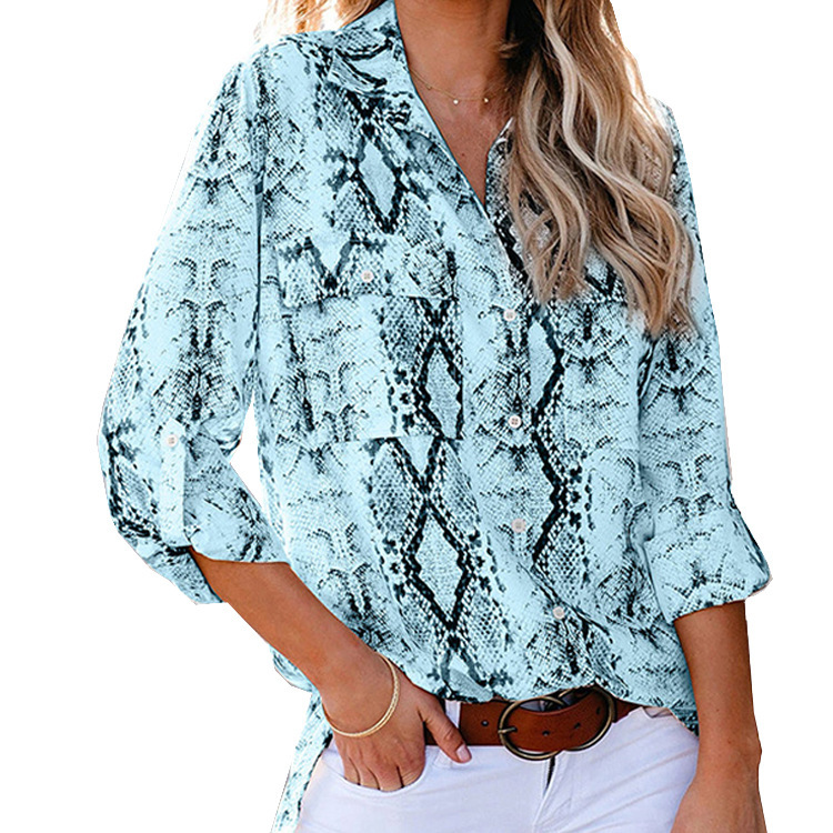 Leopard Print Three-Quarter Sleeve Shirt Women