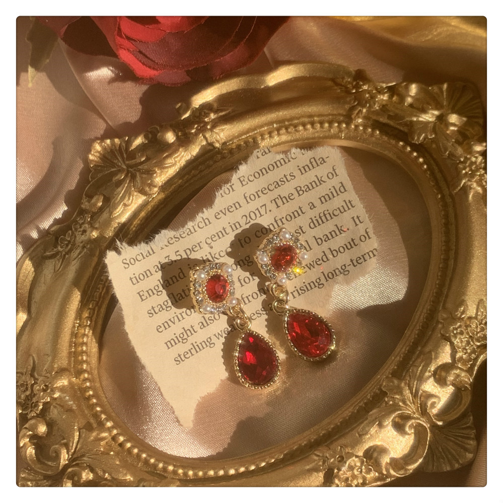 Red Gemstone And Diamond Pendant