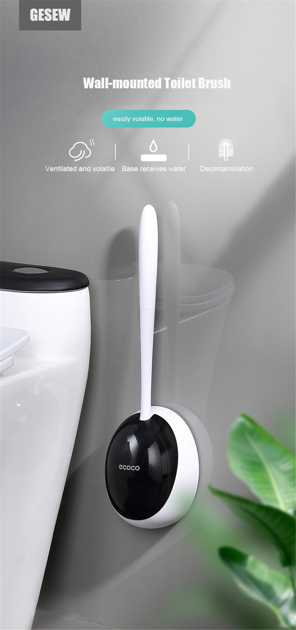 Title 1, Brosse de toilette avec support en silicone mur...