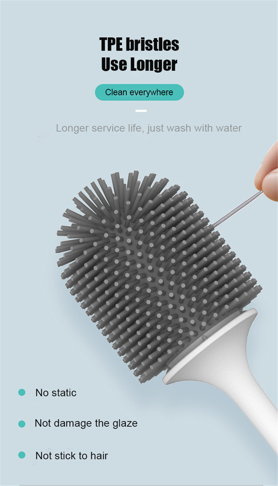 Title 6, Brosse de toilette avec support en silicone mur...