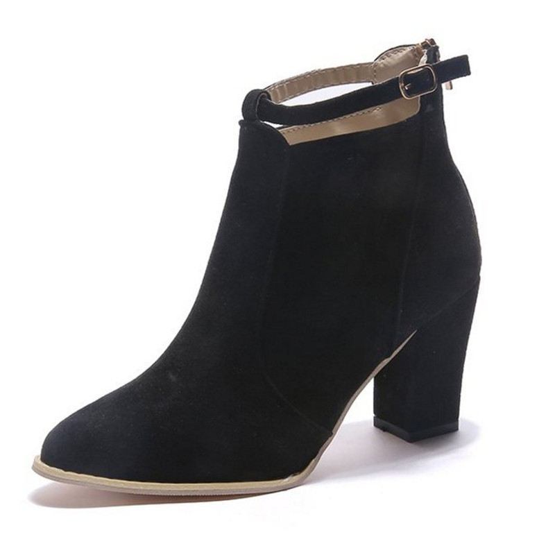 European And American Pointed Toe Martin Boots Women's Belt Buckle