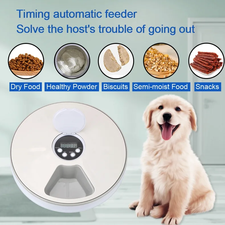 Pet Automatic Round Timing Feeder with 6 Grids Voice