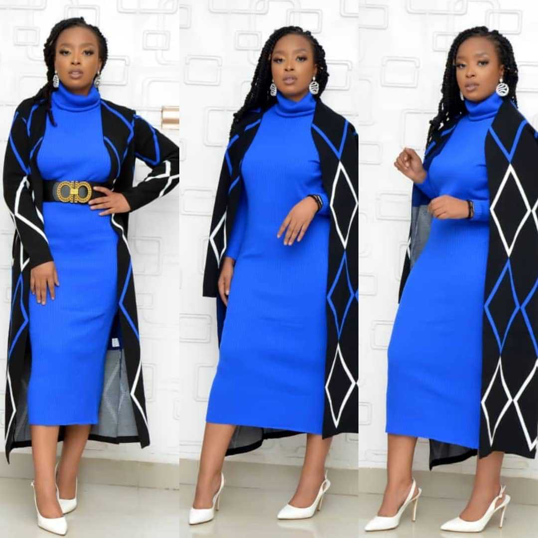 Knitted Sweater Suit Skirt Fashion Slim Big Size High Neck Loose Two Piece Suit