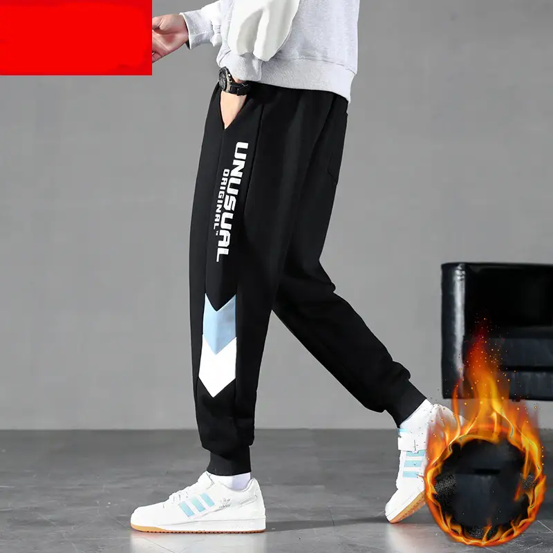 Autumn And Winter New Casual Pants Men Plus Cashmere Trend Overalls