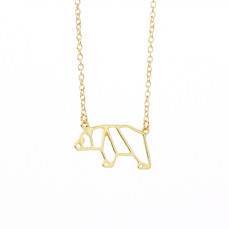Geometric Polar Bear Outline Panda Bear Animal Necklace