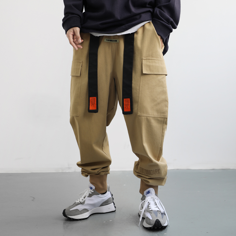 Guochao Tactical Function Multi-pocket Overalls Men's Fashion Brand Loose Long Pants