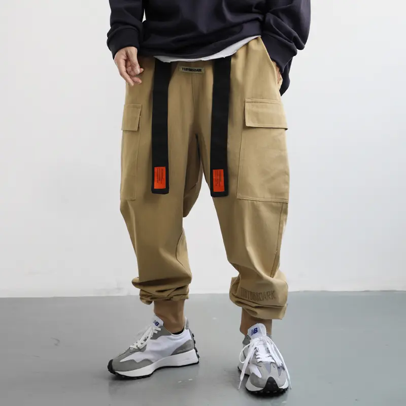 Guochao Tactical Function Multi-pocket Overalls Men's Fashion Brand Loose Long Pants