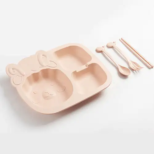Creative Tableware Environmental Protection Wheat Fragrant Children's Grid Plate Bowl Cup
