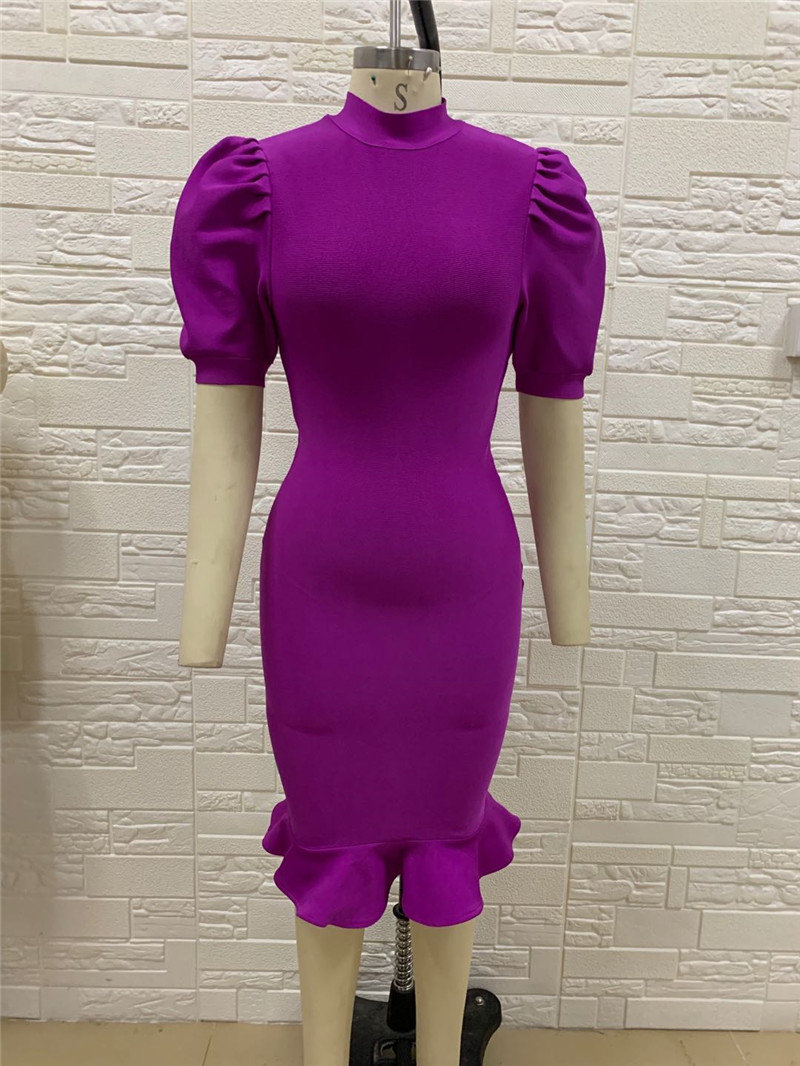 Women's New Slim Ruffled Small Fragrant Wind Bandage Dress Fishtail