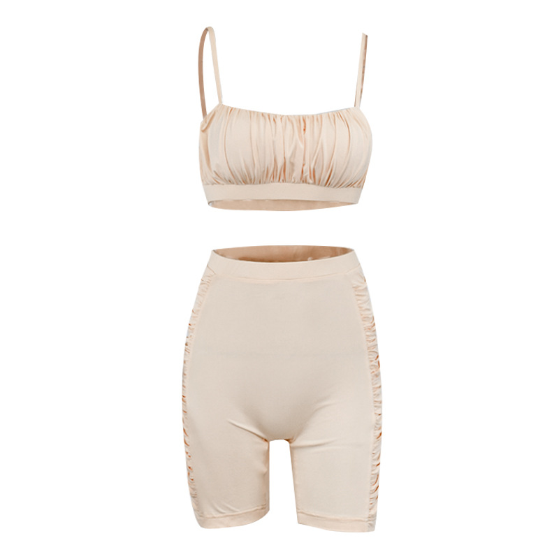 Two-Piece Fashion Pleated Suspender Shorts In Europe And America