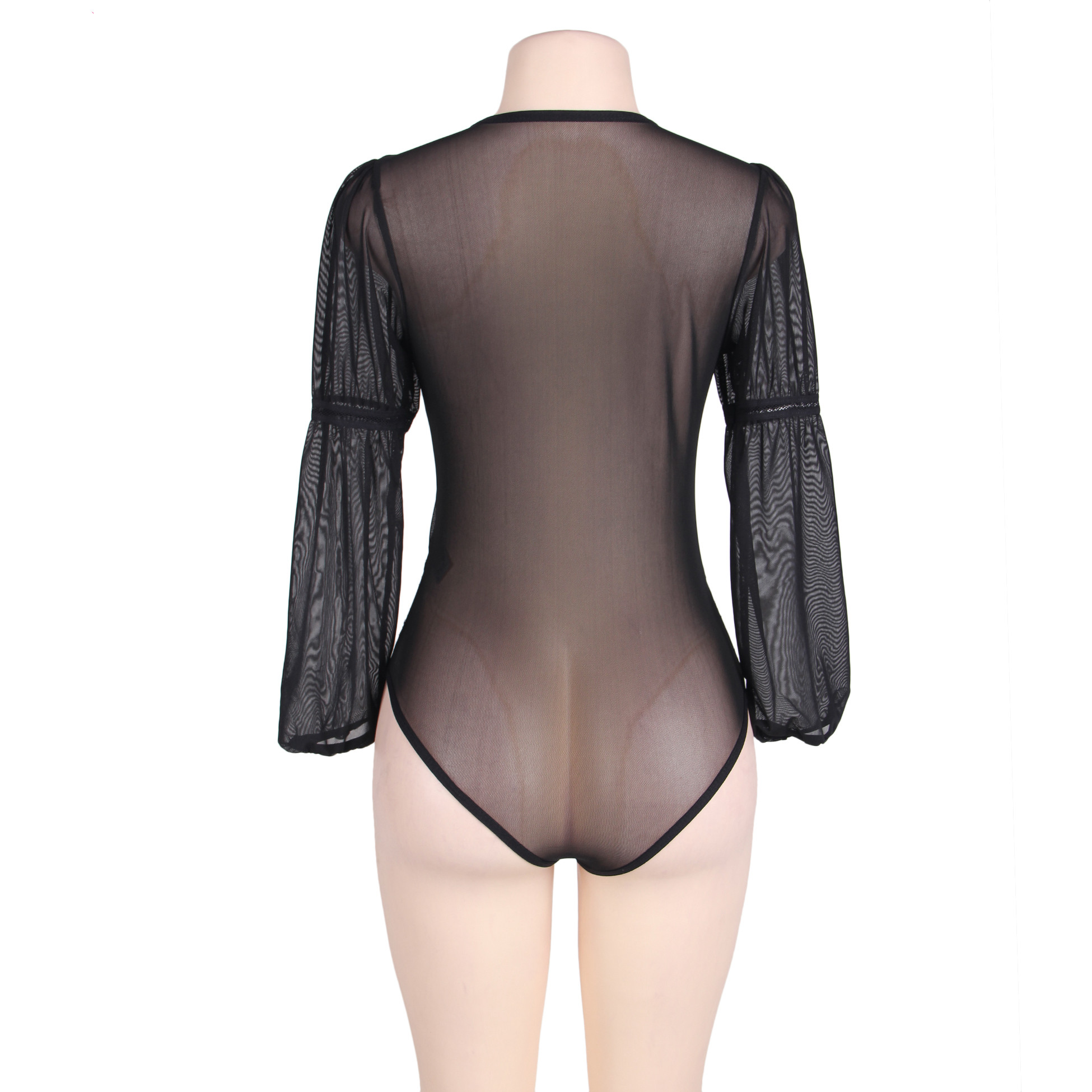 Title 7, Sexy Lace Long Sleeve See-Through One-Piece Paj...