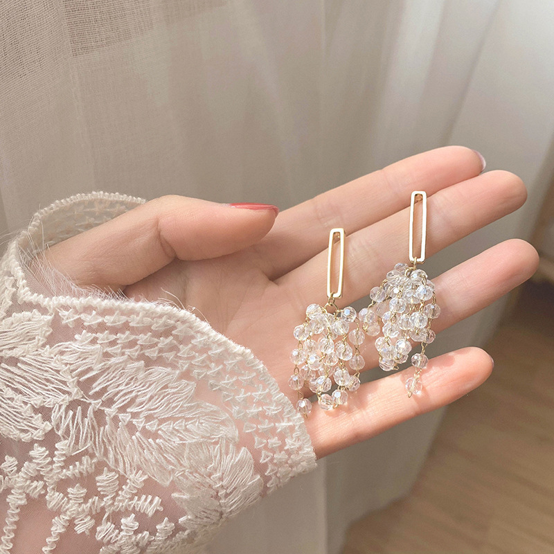 Crystal Tassel Grape Earrings Female Niche High-end Earrings Earrings
