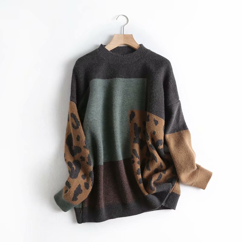 Title 2, Maglione da donna in jacquard leopardato quadra...