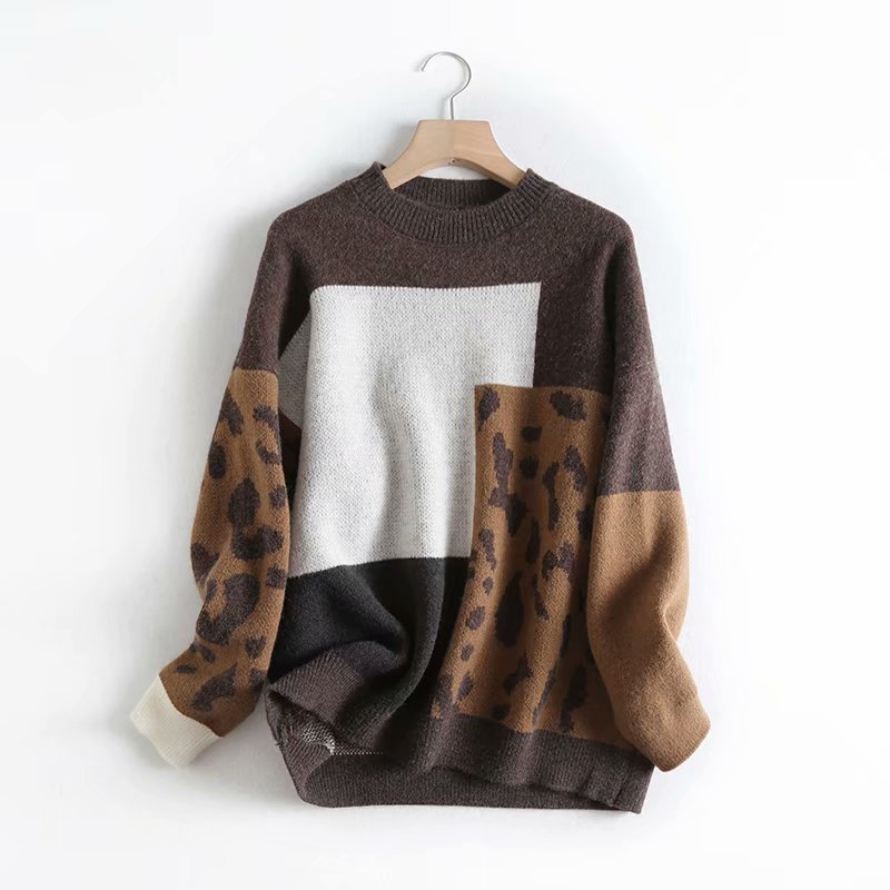 Title 4, Maglione da donna in jacquard leopardato quadra...