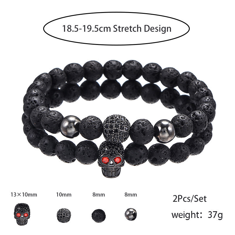 Microzircon Diamond Ball Skull Set Bracelet
