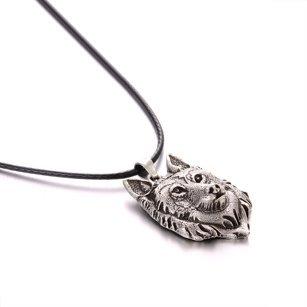 Wolf Head Necklace Animal Power Norwegian Pirate Amulet Pendant For Men And Women