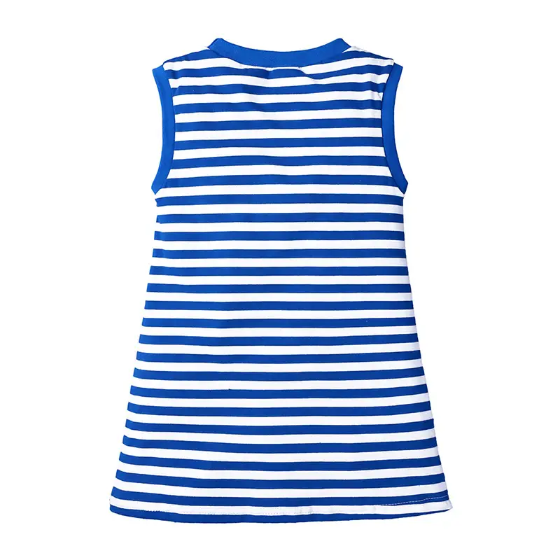 Navy Blue Striped Sleeveless T-Shirt Dress