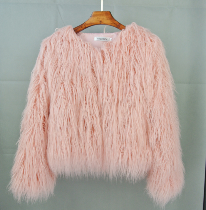 Colorful Boho Furry Faux Fur Coat Plus Size Women Fur Coats Autumn Winter Faux Fur Shaggy Jacket Fourrure Bontjas Pink - Shop at LoveMi