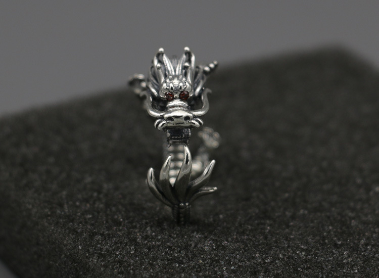 Vintage Men's Sterling Silver S925 Dragon Head Ring