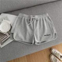Letter Embroidery Sports Wide-leg Shorts Women Loose Casual Outdoor Running Yoga Pants - Grey - View 1
