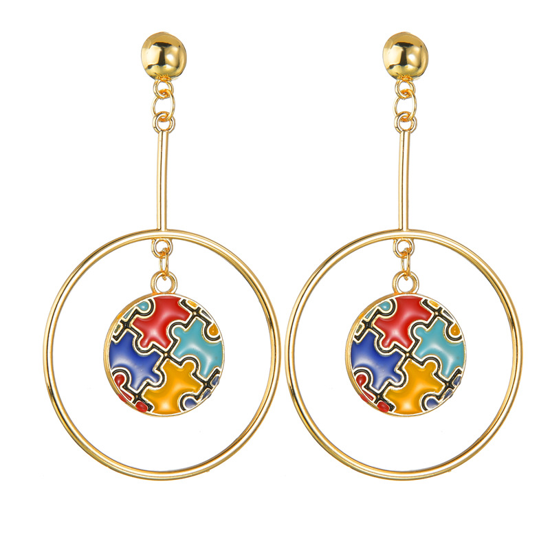 Colorful DropOil Stitching Peach Heart Stud Earrings