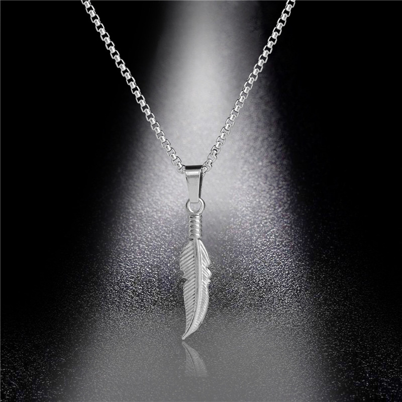 New Style Titanium Steel European and American Retro Feather Necklace