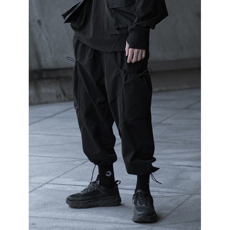 All-Match Casual Big Pocket Drawstring Tooling Trousers