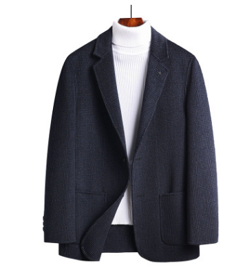 Autumn and winter simple double-sided woolen suit men's self-cultivation plaid handmade small suit no cashmere suit jacket men