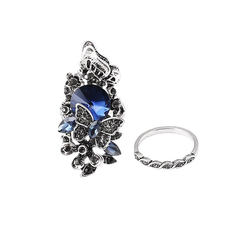 Creative Crystal Butterfly Ring 2-Piece Set