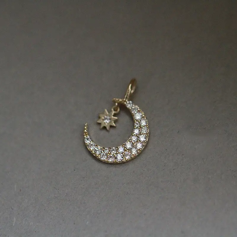 Sterling Silver Gold Plated Star Moon Necklace Women's Delicate