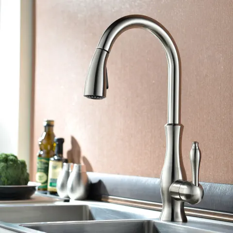 All Copper Rotatable Pull-Out Retractable Kitchen Faucet