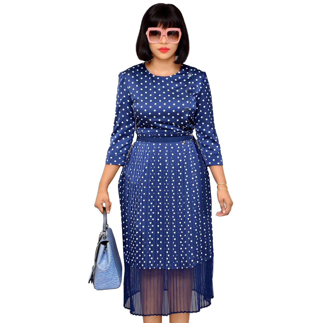 Polka Dot Dress Mesh Skirt Two-Piece Suit
