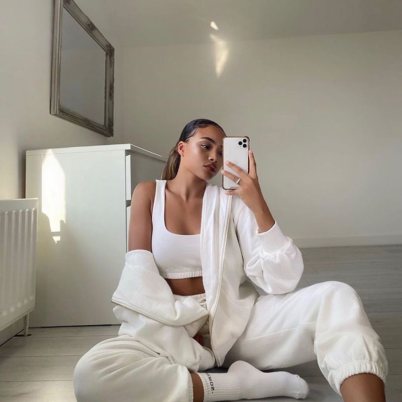 Women's New High-Waisted Overalls and Solid Color Vest Casual Suit