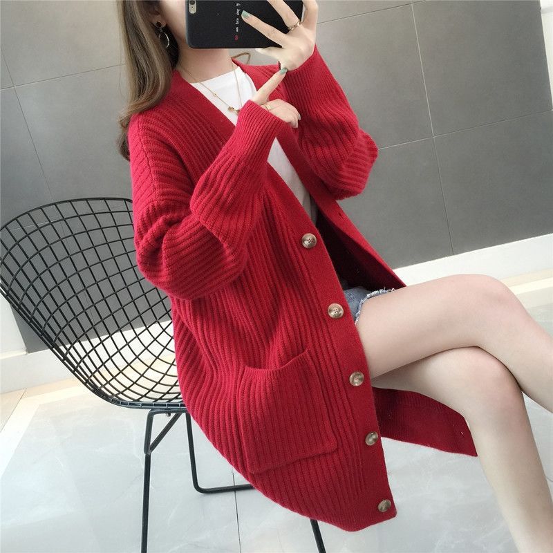 Women's Mid-Length Sweater Cardigan