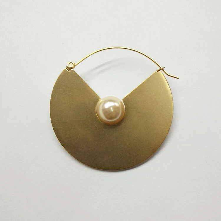 Vintage Distressed Champagne Beads Golden Finish Fan-shaped Ring Ear Jewelry