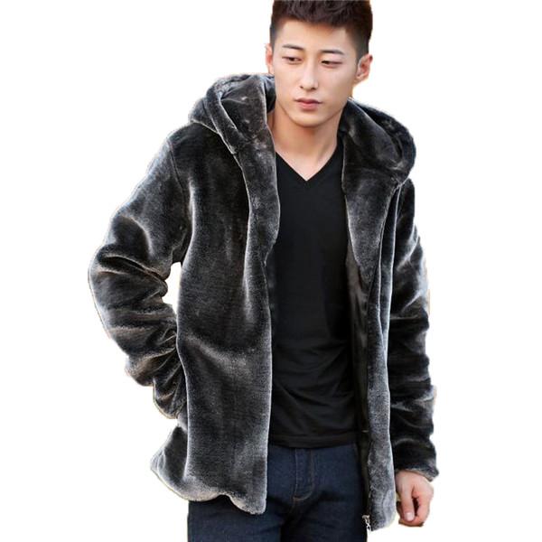 Men's Mink Fleece Jacket Short Zipper Hooded Coat