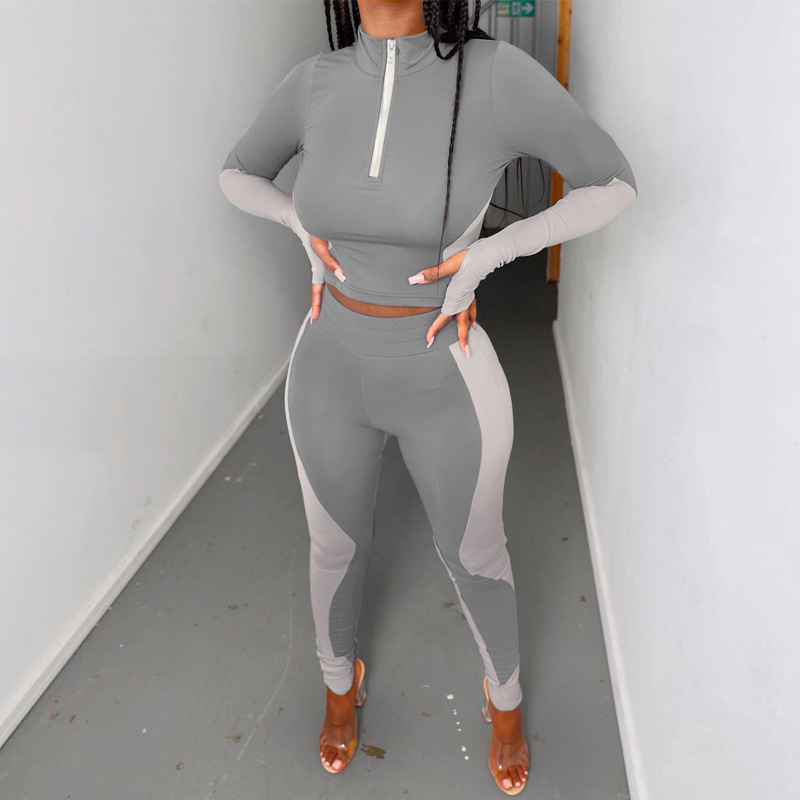 Women's New Color Matching High Waist Buttocks Sports Yoga Suit