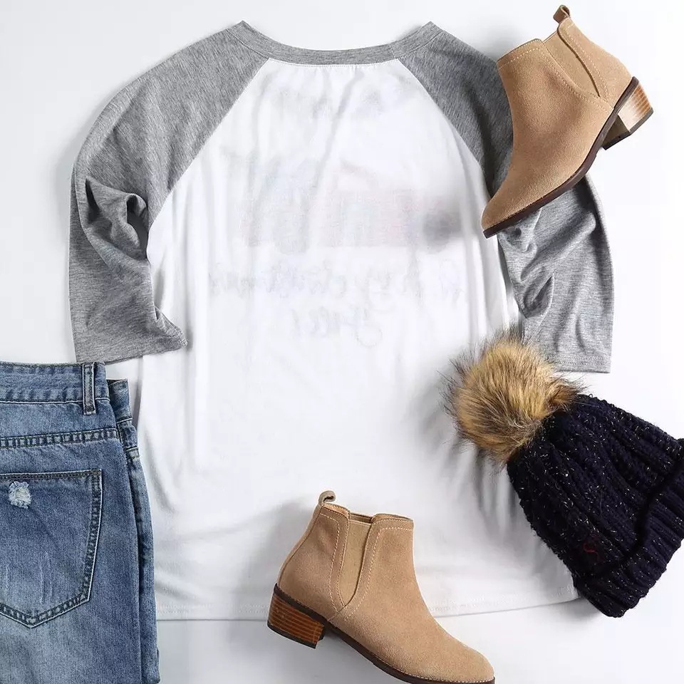 Explosive Women's Top Letter Print Round Neck T-shirt