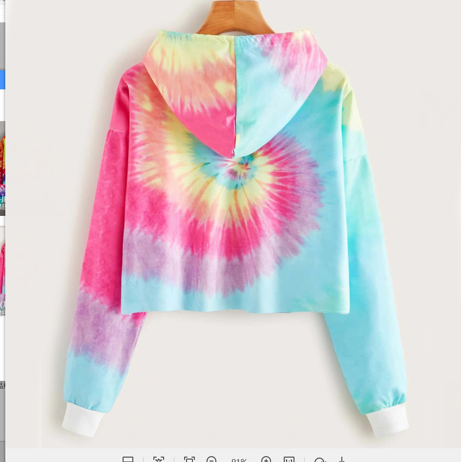 Hooded Casual Long-Sleeved Tie-Dye Printed Thin Sweatshirt